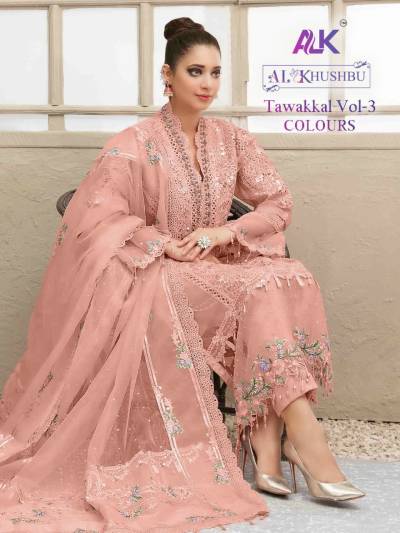 ALK TAWAKKAL VOL 3 3028 COLOURS EMBROIDERED SALWAR SUIT WHOLESALER